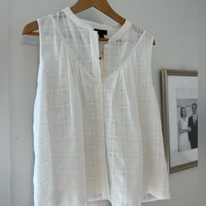Current Air Anthropologie Piper White Button Down Windowpane Sleeveless Top